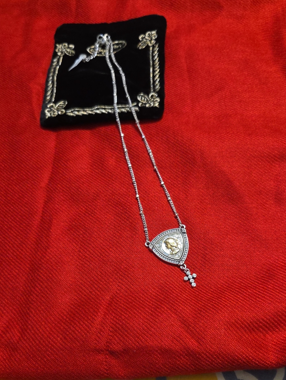 Two-Tone Silver and Gold Pendant Necklace - Elegant Women's Jewelry